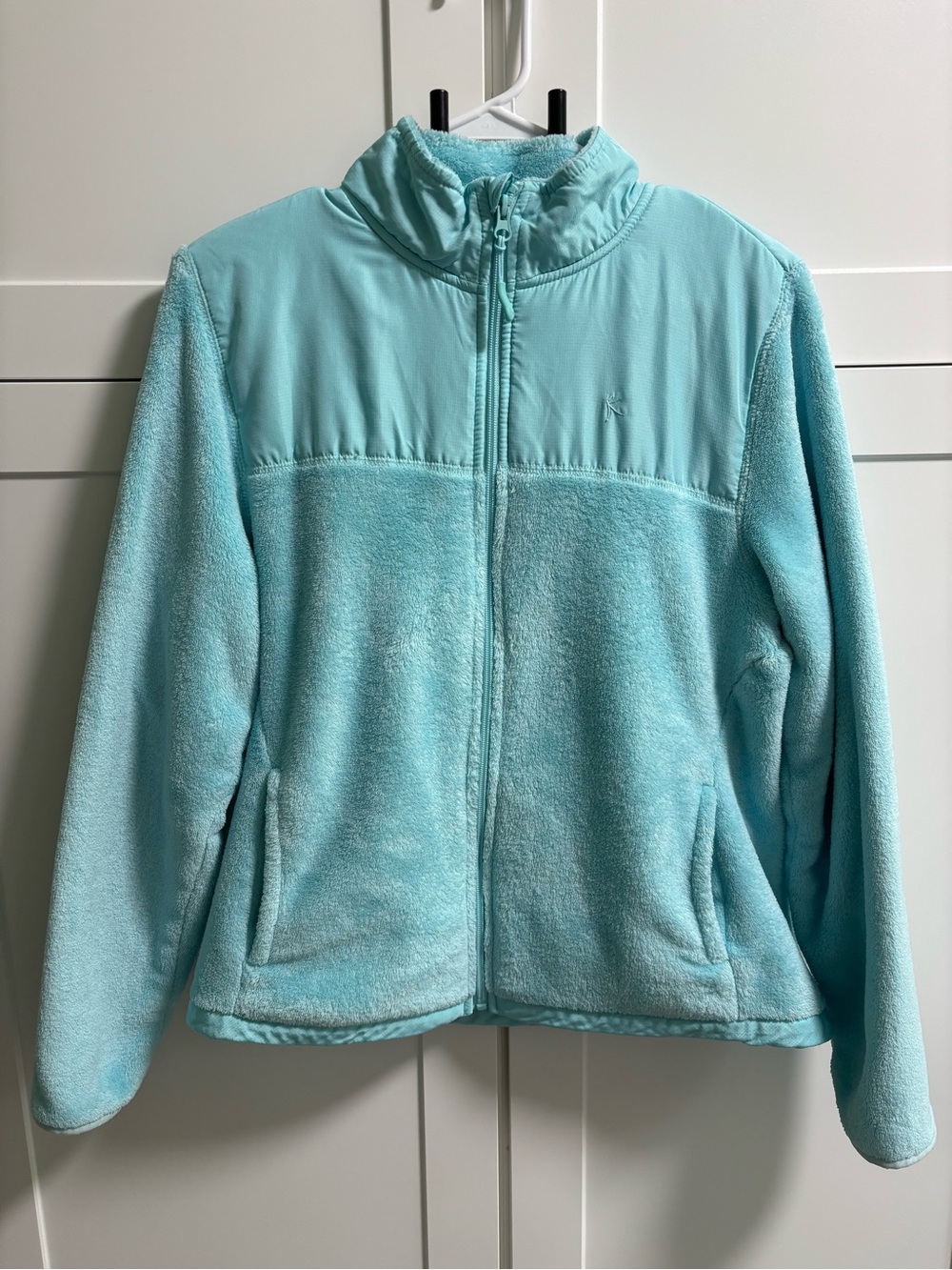 Danskin Now Girls Full Zip Fleece Jacket Light Blue Teal/Aqua Size Large